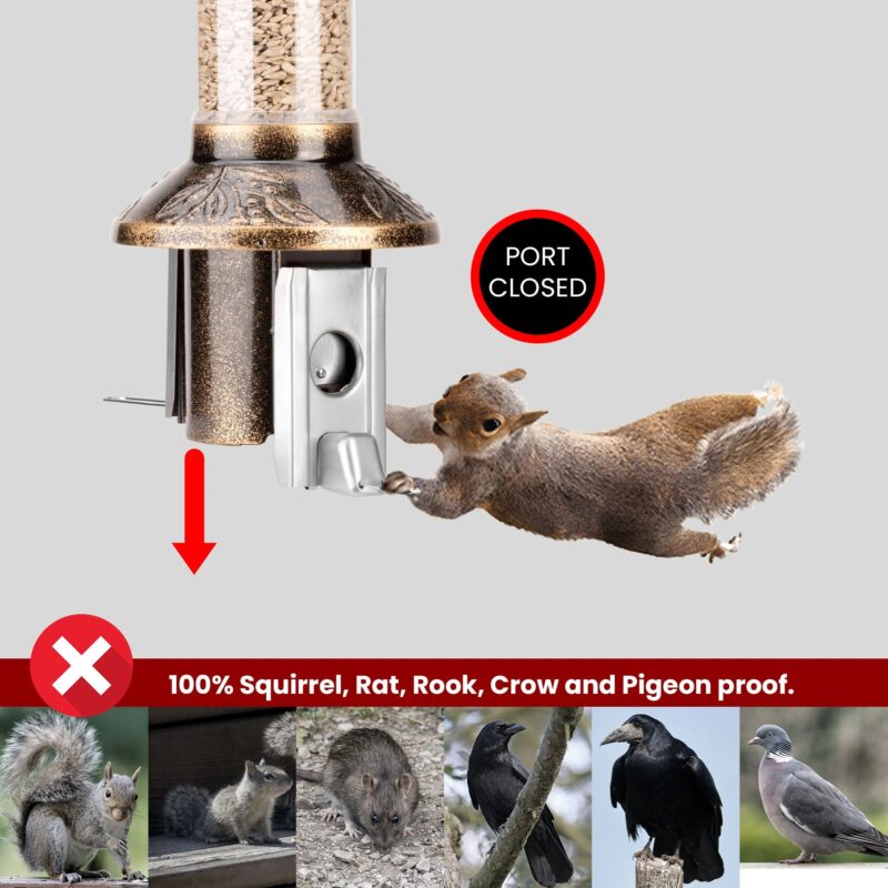 Roamwild PestOff Squirrel Proof Bird Feeder 2.0 | Antique Gold For Mixed Seed/Sunflower Hearts - Image 4