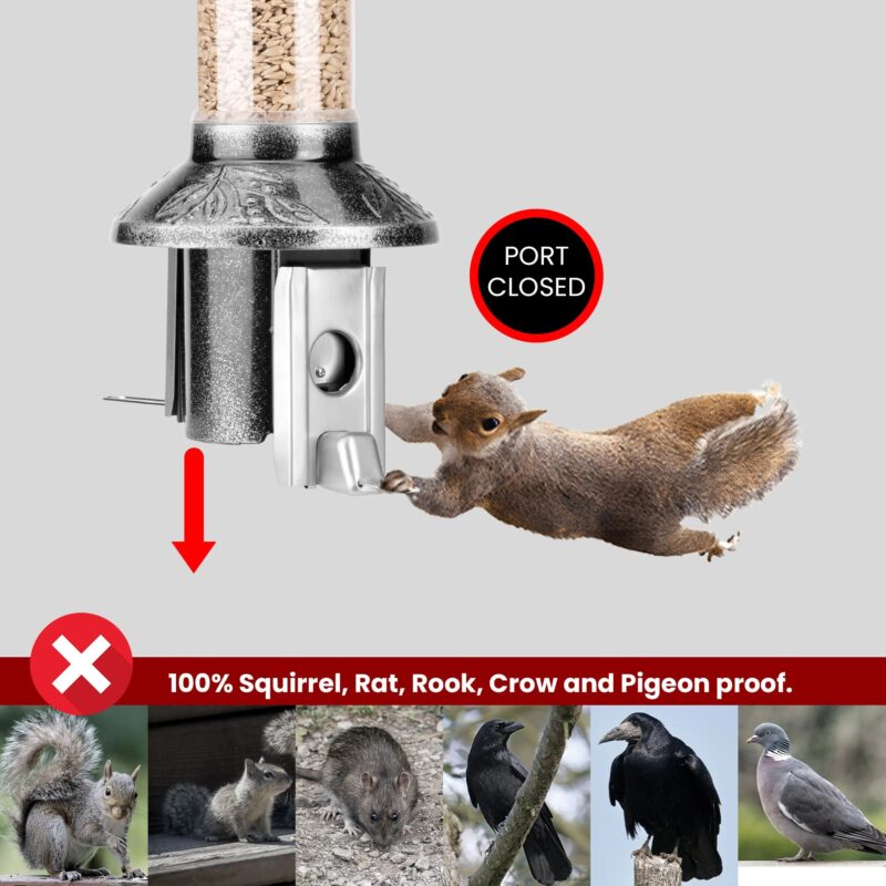 Roamwild PestOff Squirrel Proof Bird Feeder 2.0 | Antique Platinum For Mixed Seed/Sunflower Hearts - Image 4